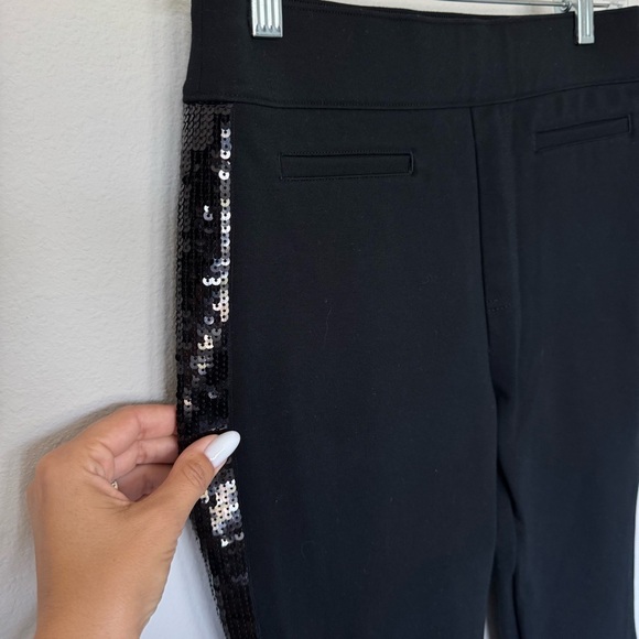 SPANX Black Skinny Pants ankle with side sequin size S - Picture 7 of 14